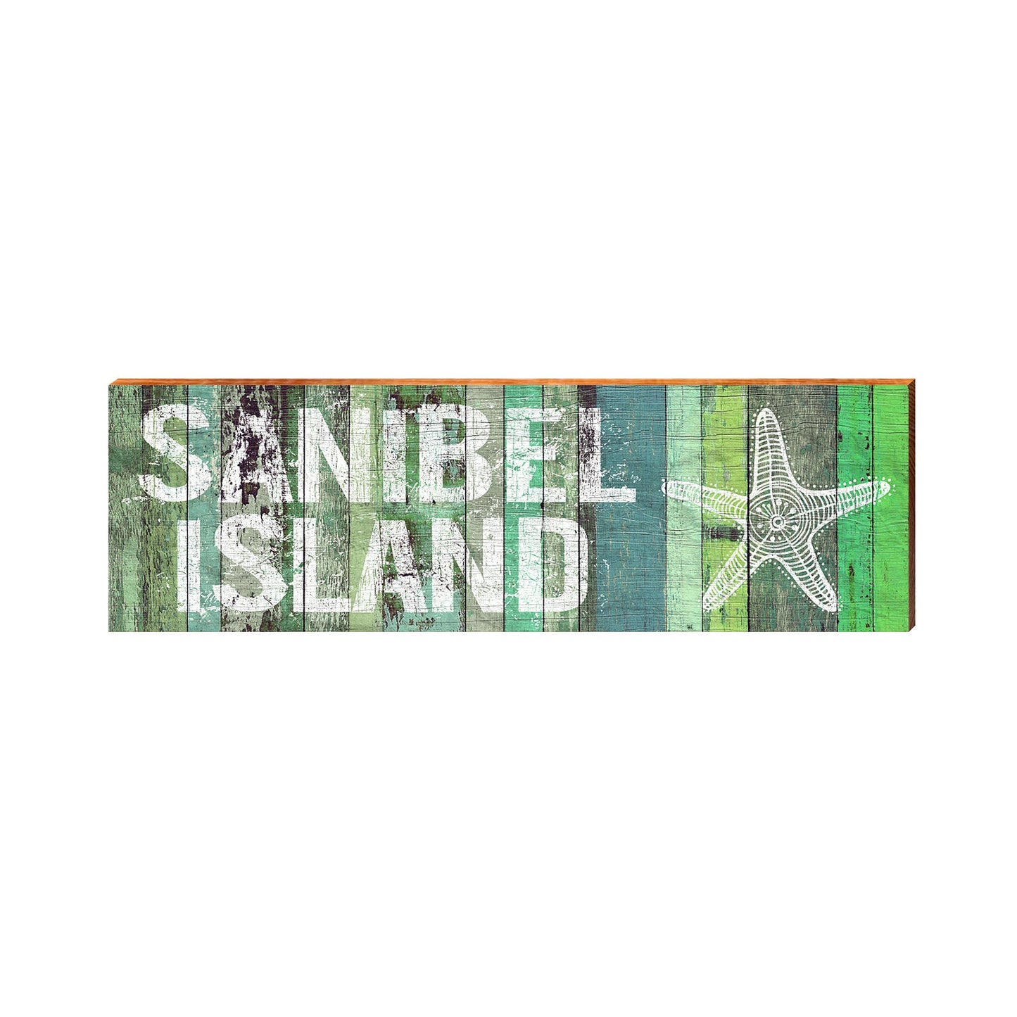 Sanibel Island Starfish Green Boards | Real Wood Art Print