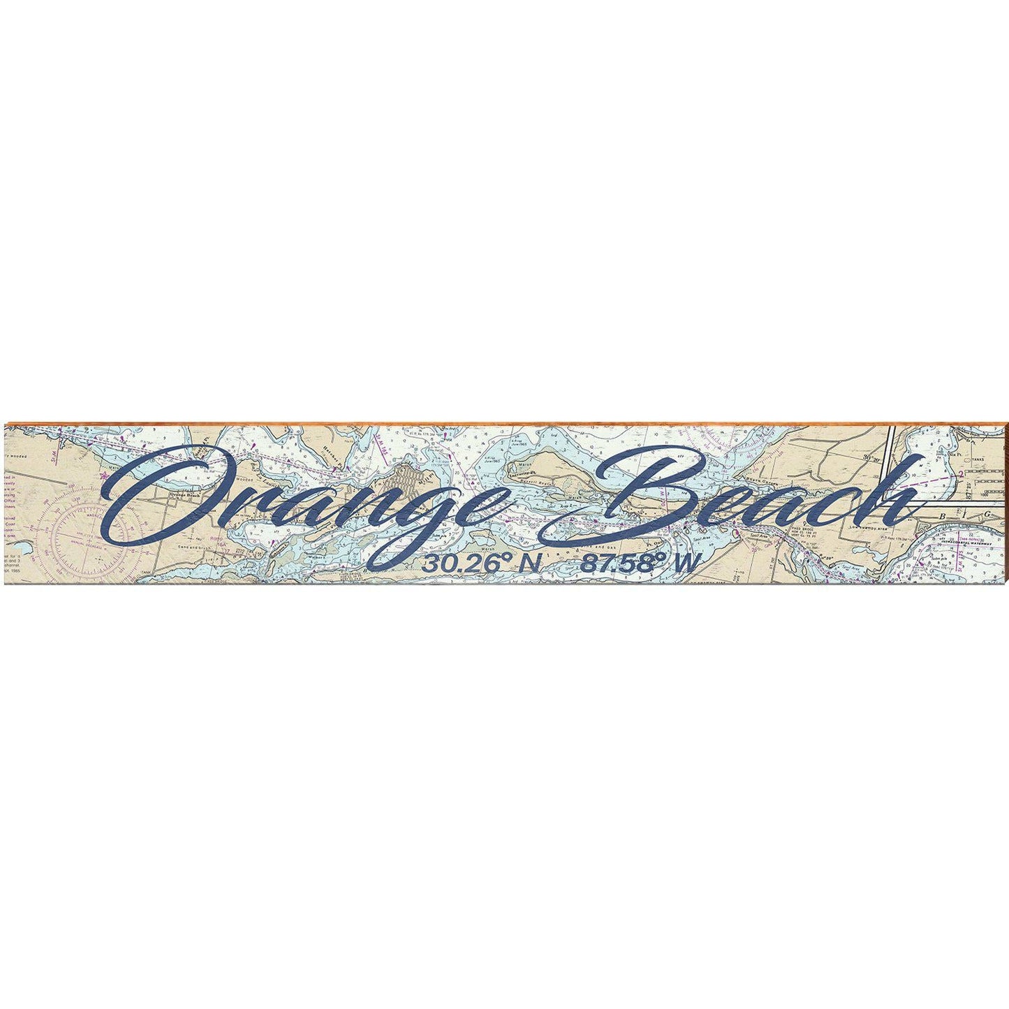 Orange Beach NOAA Chart Map | Wall Art Print on Real Wood