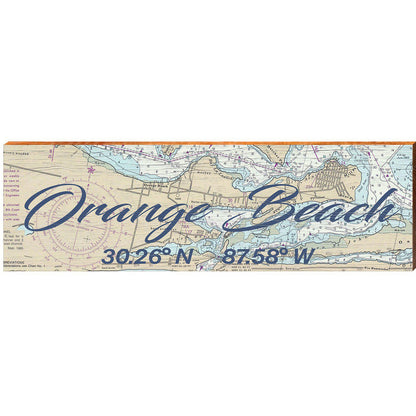 Orange Beach, Alabama Latitude Longitude Map Wooden Sign | Wall Art Print on Real Wood