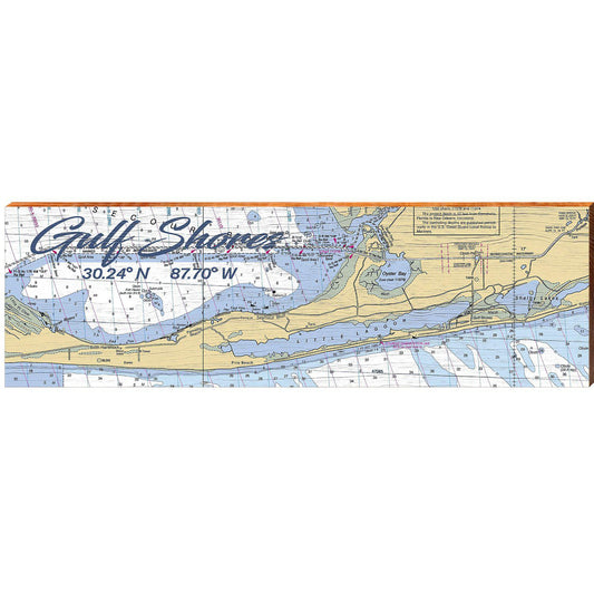 Gulf Shores, Alabama Latitude Longitude Map Wooden Sign | Wall Art Print on Real Wood