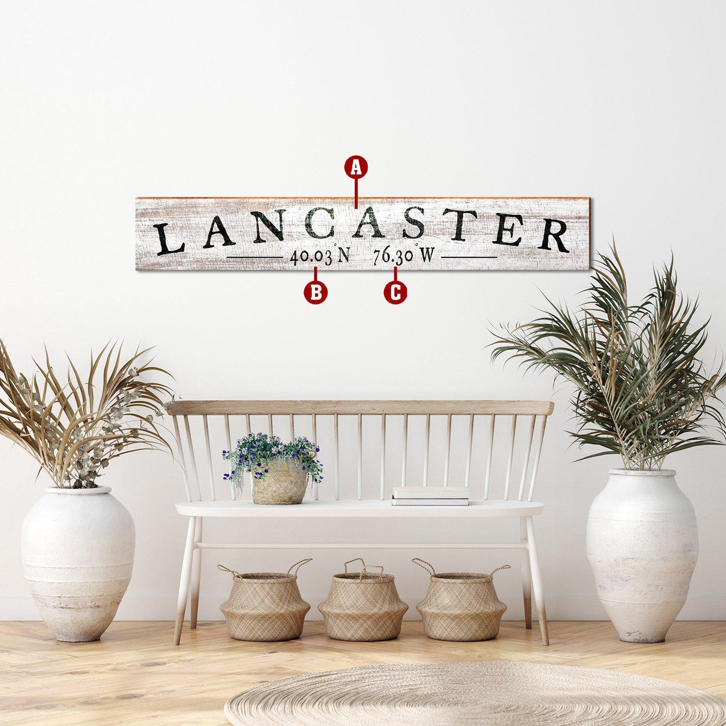 Customizable Black/White Farmhouse Sign | Wall Art Print on Real Wood | 9.5"x59"