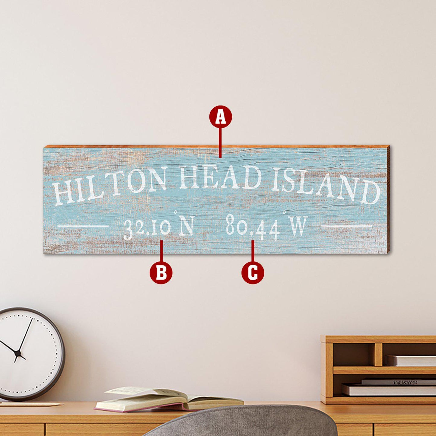 Customizable Coastal Blue Farmhouse Sign | Wall Art Print on Real Wood