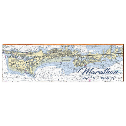 Marathon, Florida Latitude Longitude Map Wooden Sign | Wall Art Print on Real Wood