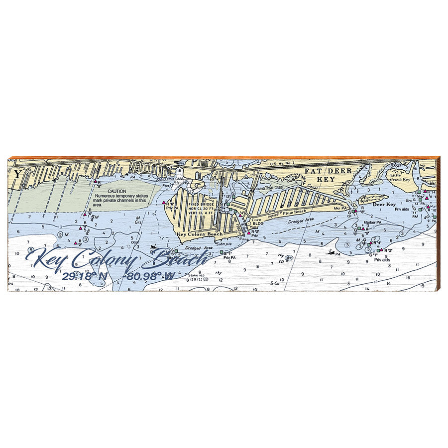 Key Colony Beach, Florida Latitude Longitude Map Wooden Sign | Wall Art Print on Real Wood