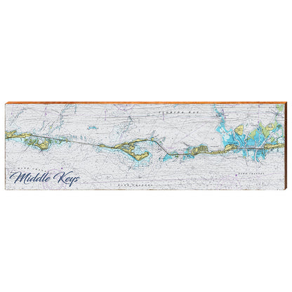 Middle Keys, Florida Map | Wall Art Print on Real Wood