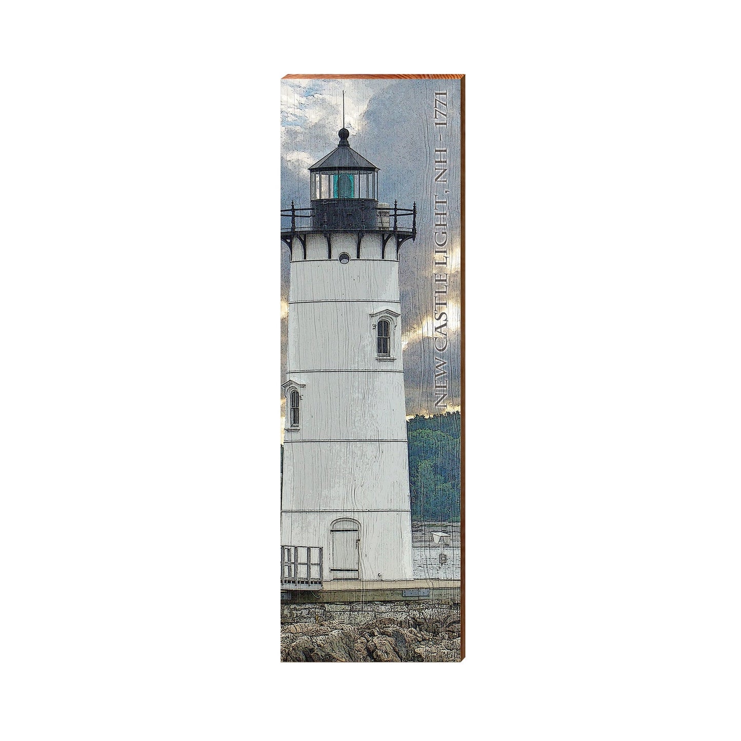 New Castle Light, NH Lighthouse | Wall Art Print on Real Wood