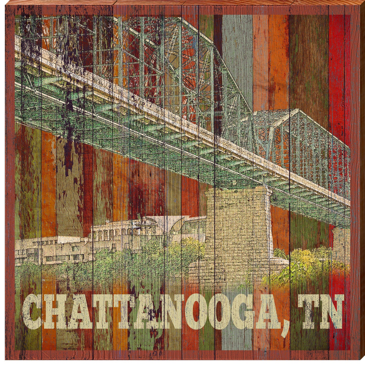 Chattanooga, Tennessee Bridge Wooden Sign | Wall Art Print on Wood