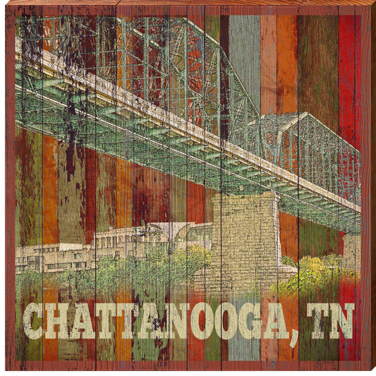 Chattanooga, Tennessee Bridge Wooden Sign | Wall Art Print on Wood