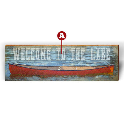 Customizable Red Canoe Welcome Sign | Wall Art Print on Real Wood