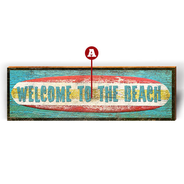 Customizable Surf Board Sign | Wall Art Print on Real Wood