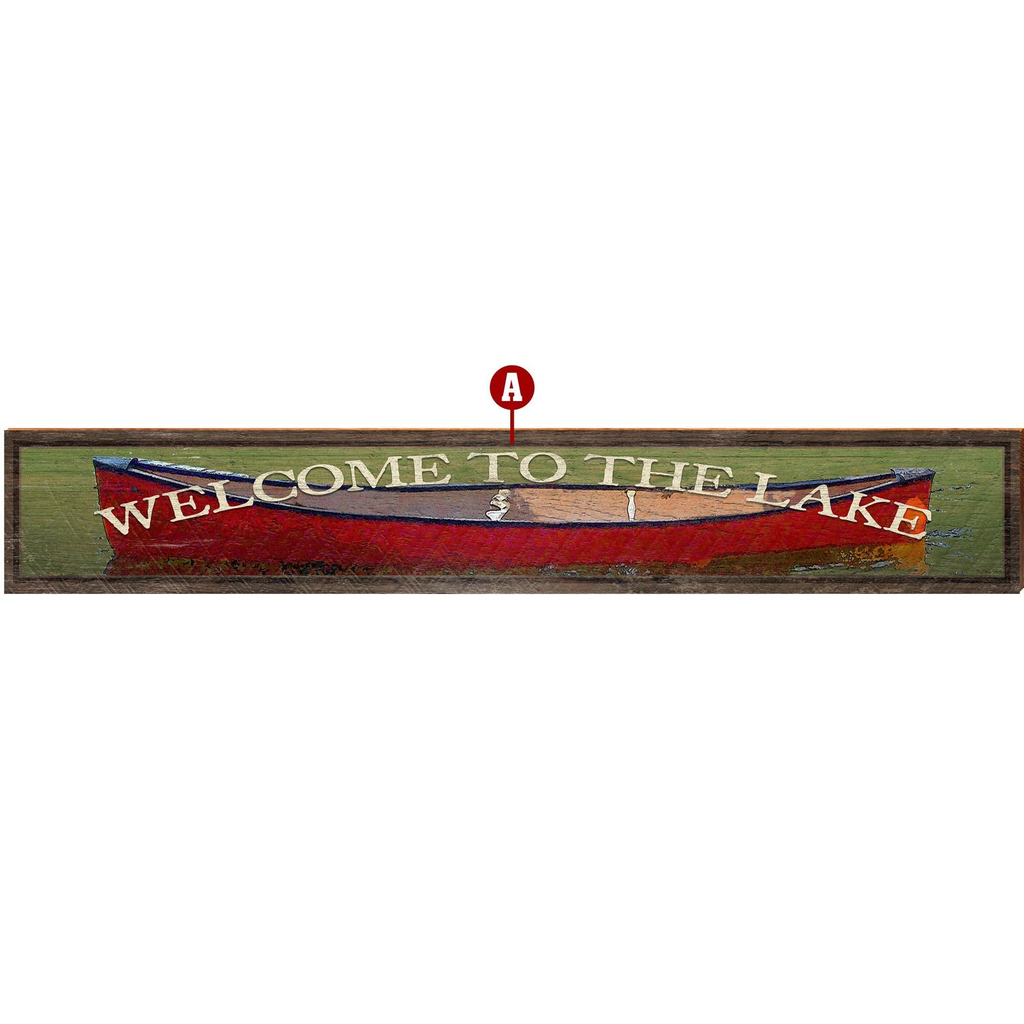 Customizable Red Canoe Sign | Wall Art Print on Real Wood | 9.5"x59"