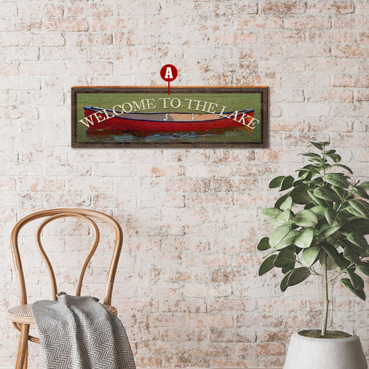 Customizable Red Canoe Sign | Wall Art Print on Real Wood