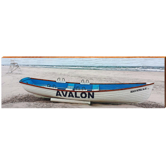 Avalon Beach Patrol Boat   | Wall Art Print on Real Wood