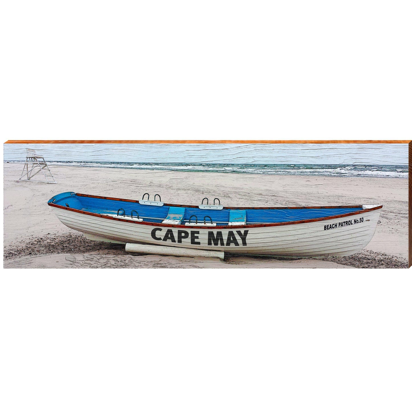 Cape May Beach Patrol Boat   | Wall Art Print on Real Wood