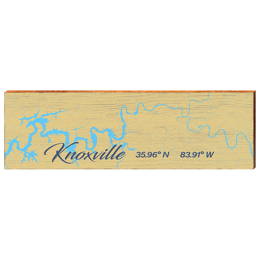 Knoxville and the Tennessee River Navigational Styled Map Wall Art Wall Art | Wall Art Print on Real Wood